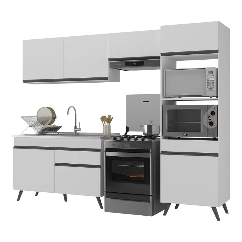 Armário de Cozinha Compacta 252cm Veneza Multimóveis V3693 - Multimóveis
