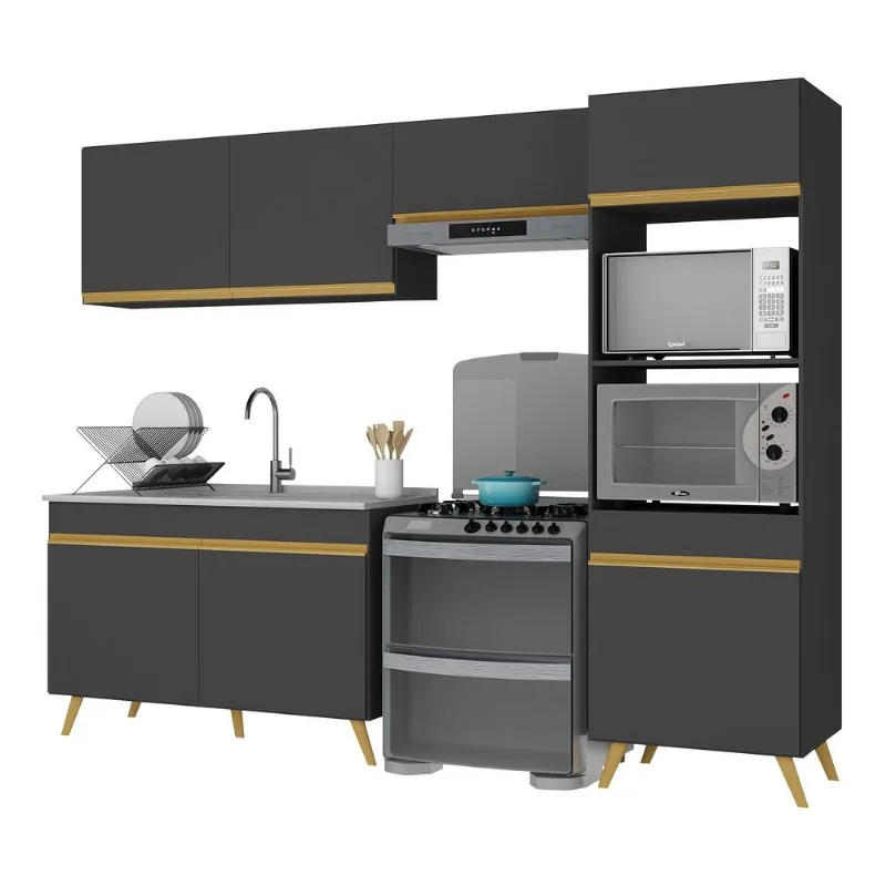 Armário de Cozinha Compacta 252cm Veneza Multimóveis V3749 - Multimóveis