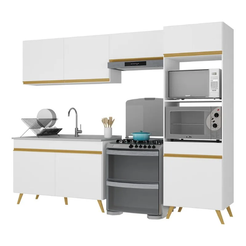 Armário de Cozinha Compacta 252cm Veneza Multimóveis V3749 - Multimóveis