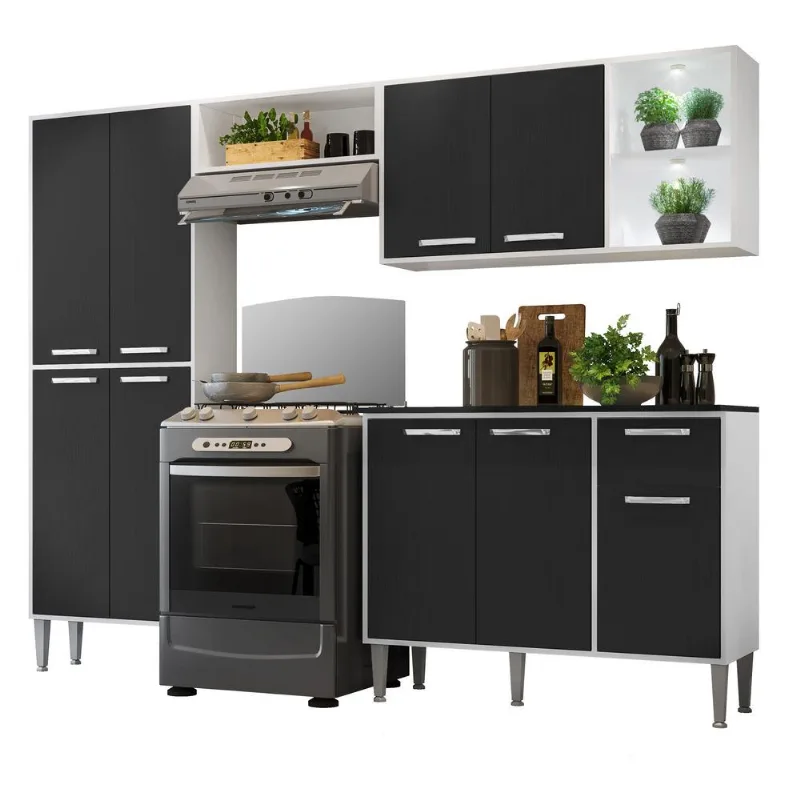 Armário de Cozinha Compacta c/ 2 Leds 4 pçs Xangai Multimóveis V3414