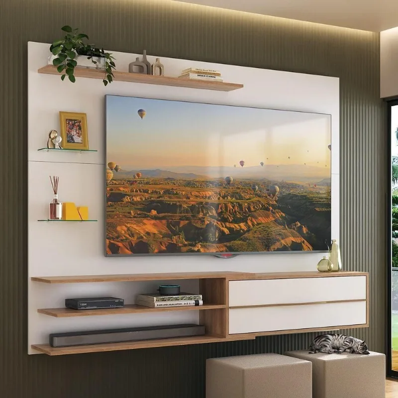 Painel Até 65" 1 Porta Multimóveis Mp1064 Branco/rustic