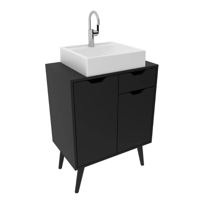 Gabinete Banheiro 60cm 2 Portas e 1 gaveta Retrô Multimóveis CR10118 - Multimóveis