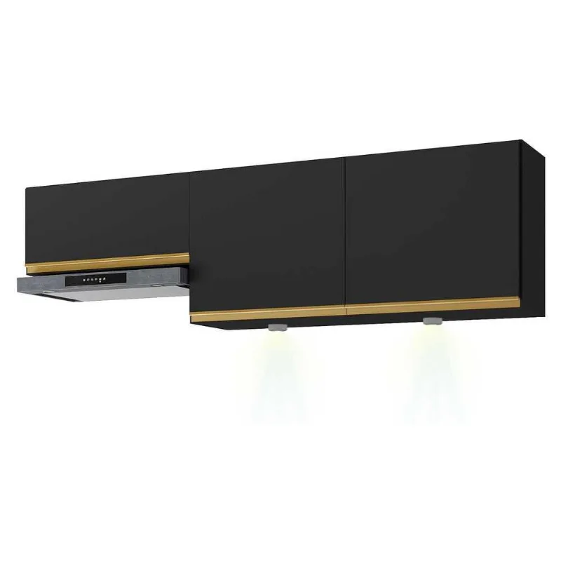 Kit 2 Armários de Cozinha Aéreos 3 Portas com Leds Veneza Multimóveis MP2146