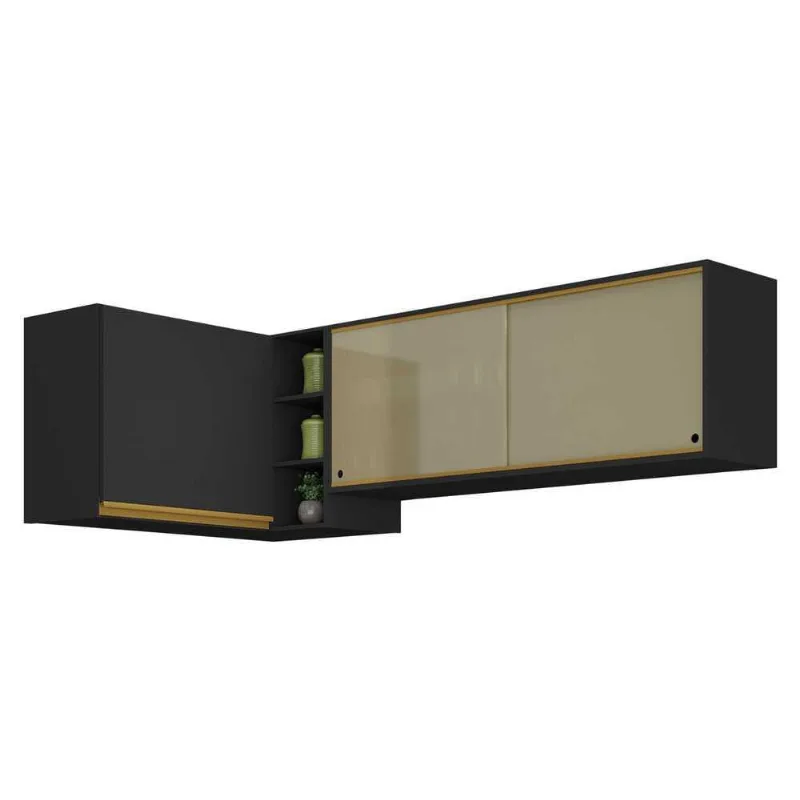Kit Armário de Cozinha Aéreo Canto 90cm e Aéreo 120cm Veneza Multimóveis MP2147 - Multimóveis