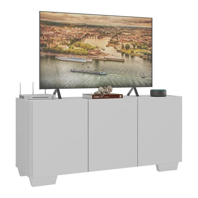 Rack Para Até 32 Polegadas Com 3 Portas Multimóveis Mp1068 Branco Branco - OUTRAS - Agro
