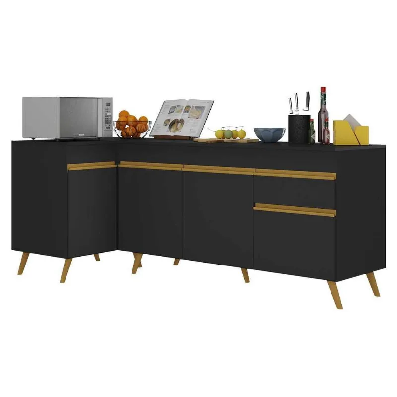 Kit Armário de Cozinha Balcão Canto 90cm e Gabinete Pia 150cm Veneza Multimóveis MP2158 - Multimóveis