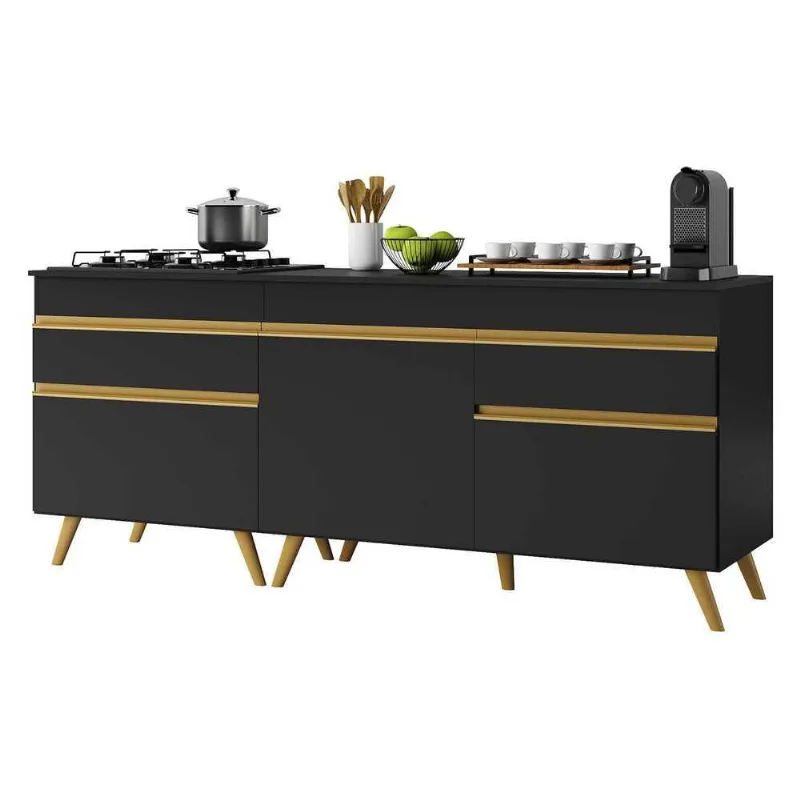 Kit Armário de Cozinha Balcão para Cooktop 70cm e Gabinete Pia 120cm Veneza Multimóveis MP2160 - Multimóveis