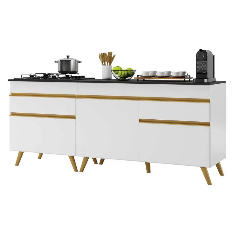Kit Armário de Cozinha Balcão para Cooktop 70cm e Gabinete Pia 120cm Veneza Multimóveis MP2160 - Multimóveis
