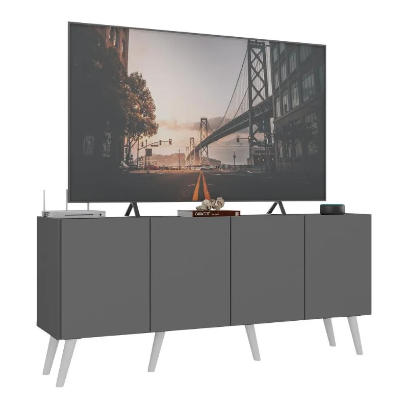 Rack Retrô para TV até 50 Polegadas com 4 Portas Multimóveis MP1071 - Multimóveis