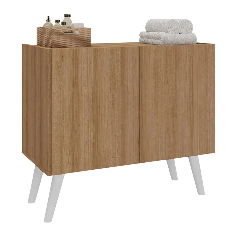 Gabinete Armário de Banheiro 62,5cm Retrô 2 Portas Multimóveis MP5045 Rustic/Branco - Multimóveis