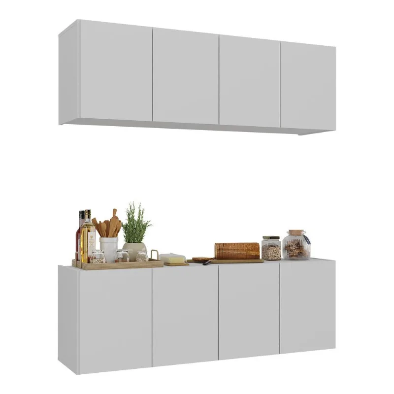 Kit Armário de Cozinha Aéreo e Balcão 4 Portas Multimóveis MP2161 - Multimóveis