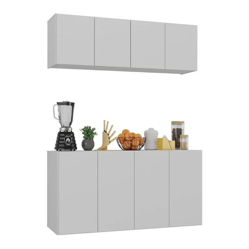 Kit Armário de Cozinha Aéreo e Balcão 4 Portas Multimóveis MP2162 - Multimóveis
