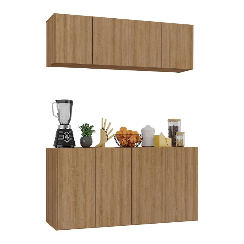 Kit Armário de Cozinha Aéreo e Balcão 4 Portas Multimóveis MP2162 - Multimóveis