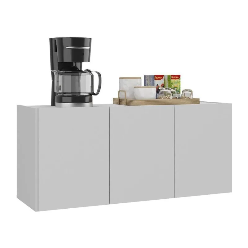 Balcão De Cozinha Suspenso 3 Portas Multimóveis Mp2166 Branco Branco - OUTRAS - Móveis