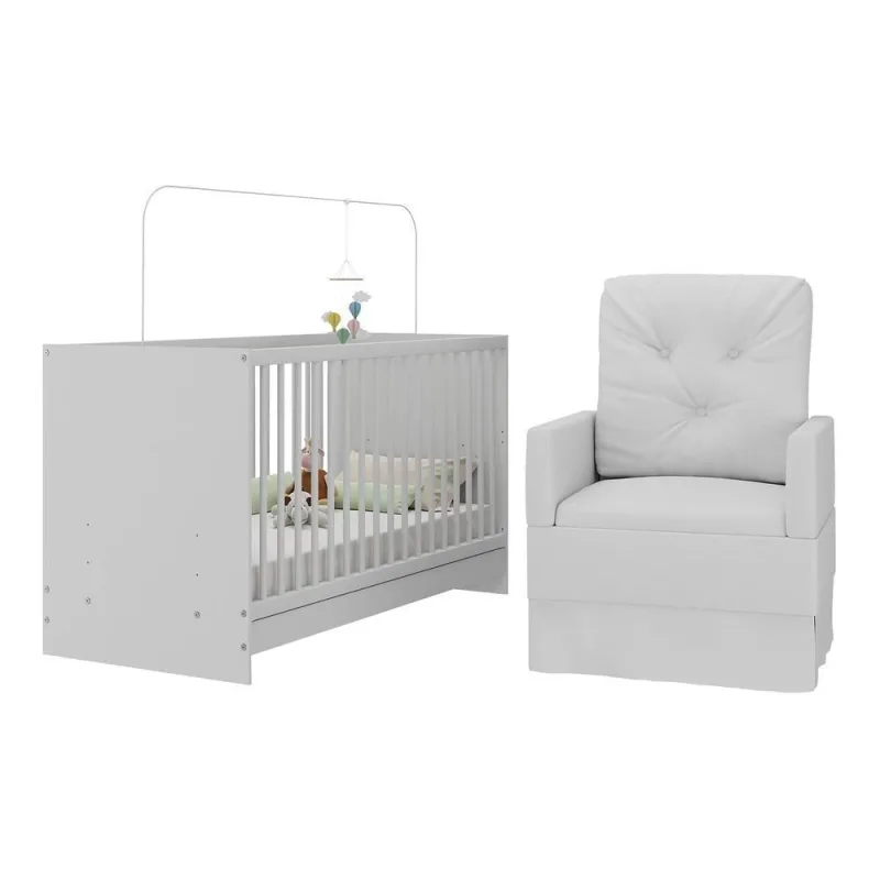 Berço Multifuncional 3 em 1 Mp4150 em MDP com Colchão Incluso Branco - OUTRAS - Colchões