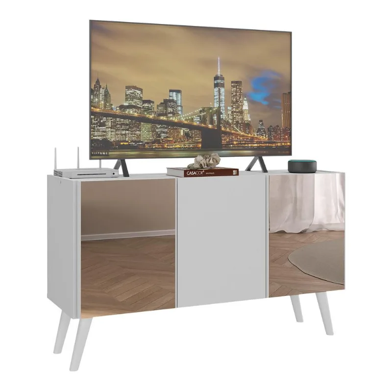 Rack TV até 32 Polegadas 3 Portas Retrô com Espelhos Multimóveis MP1078 - Multimóveis