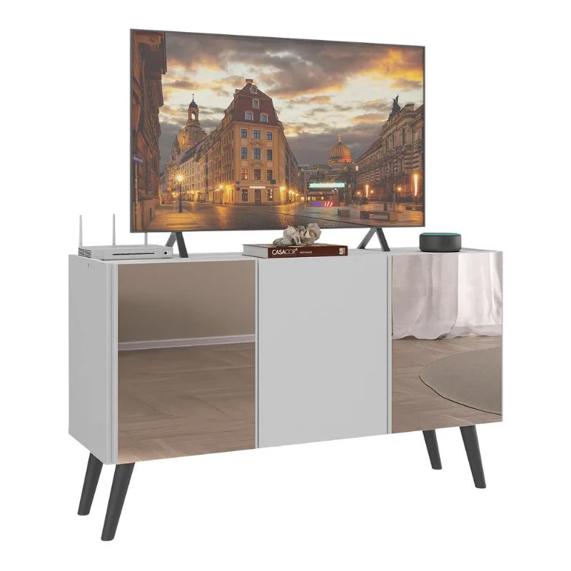 Rack TV até 32 Polegadas 3 Portas Retrô com Espelhos Multimóveis MP1078 - Multimóveis