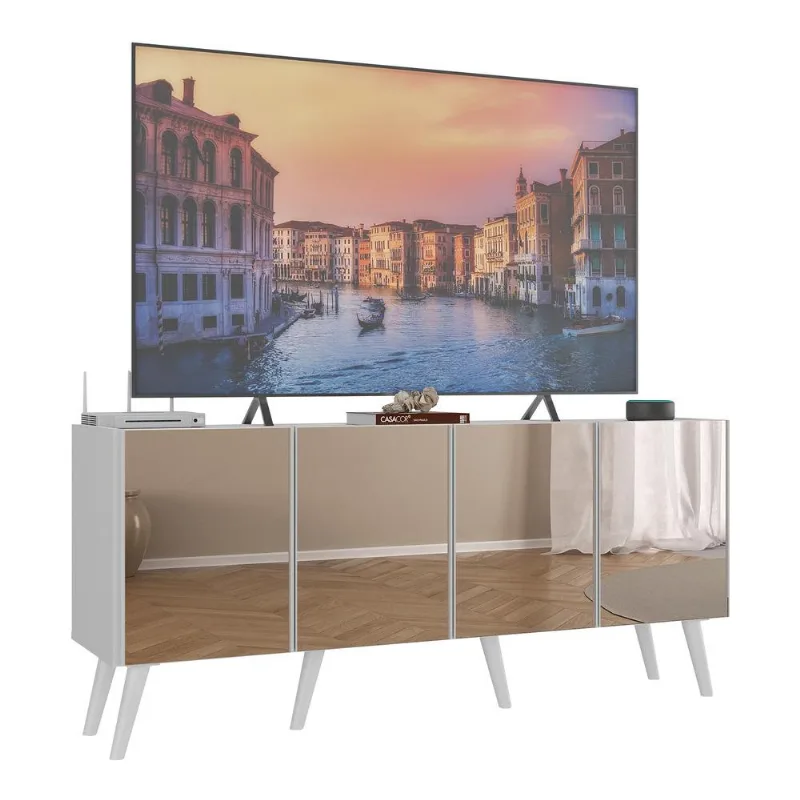 Rack TV até 50 Polegadas 4 Portas Retrô com Espelhos Multimóveis MP1082