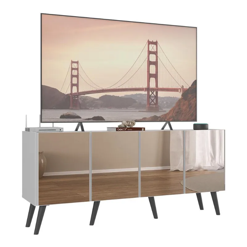Rack TV até 50 Polegadas 4 Portas Retrô com Espelhos Multimóveis MP1082