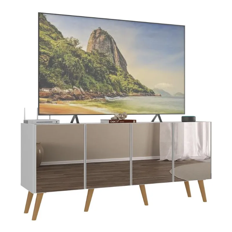 Rack TV até 50 Polegadas 4 Portas Retrô com Espelhos Multimóveis MP1082 - Multimóveis