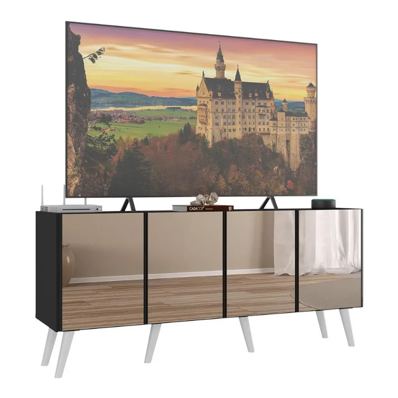 Rack TV até 50 Polegadas 4 Portas Retrô com Espelhos Multimóveis MP1082 - Multimóveis