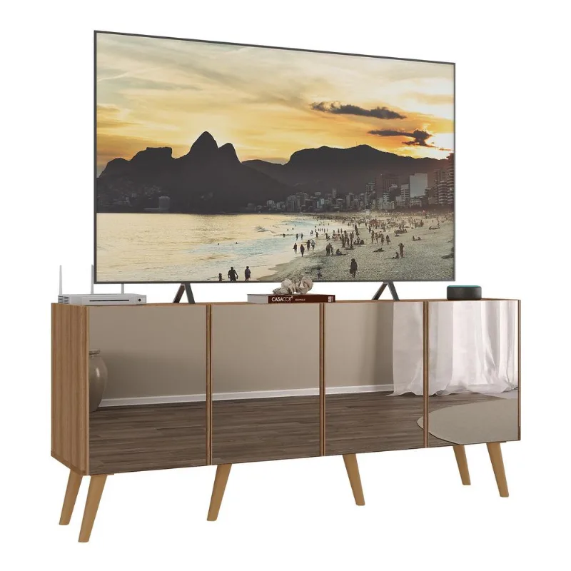 Rack TV até 50 Polegadas 4 Portas Retrô com Espelhos Multimóveis MP1082