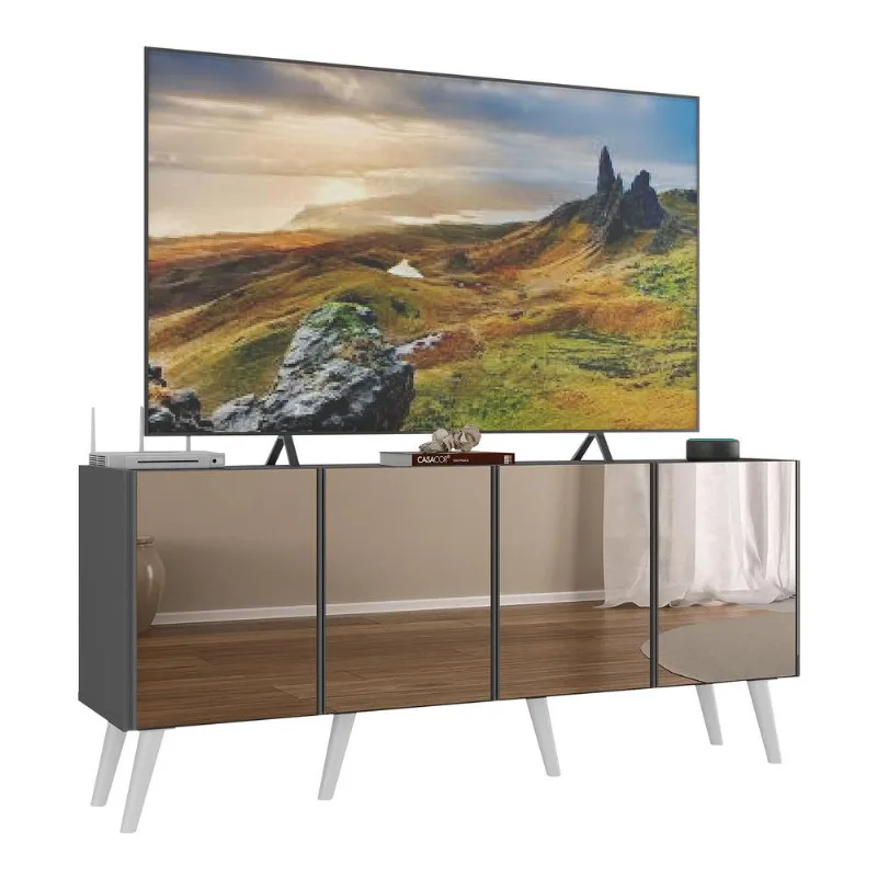 Rack TV até 50 Polegadas 4 Portas Retrô com Espelhos Multimóveis MP1082 - Multimóveis