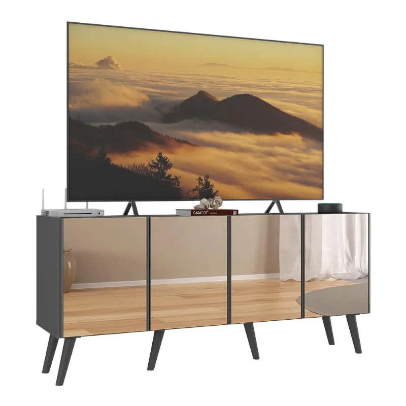 Rack TV até 50 Polegadas 4 Portas Retrô com Espelhos Multimóveis MP1082 - Multimóveis