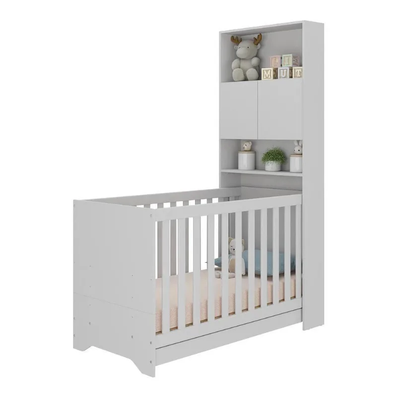 Berço 3 Em 1 Com Colchão E Armário 2 Portas Multimóveis Mp4161 Branco Branco