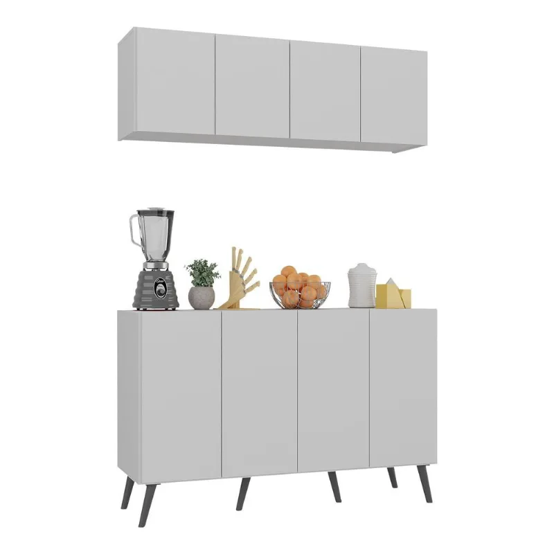 Kit Armário de Cozinha Aéreo e Balcão 4 Portas Retrô Multimóveis MP2170 - Multimóveis