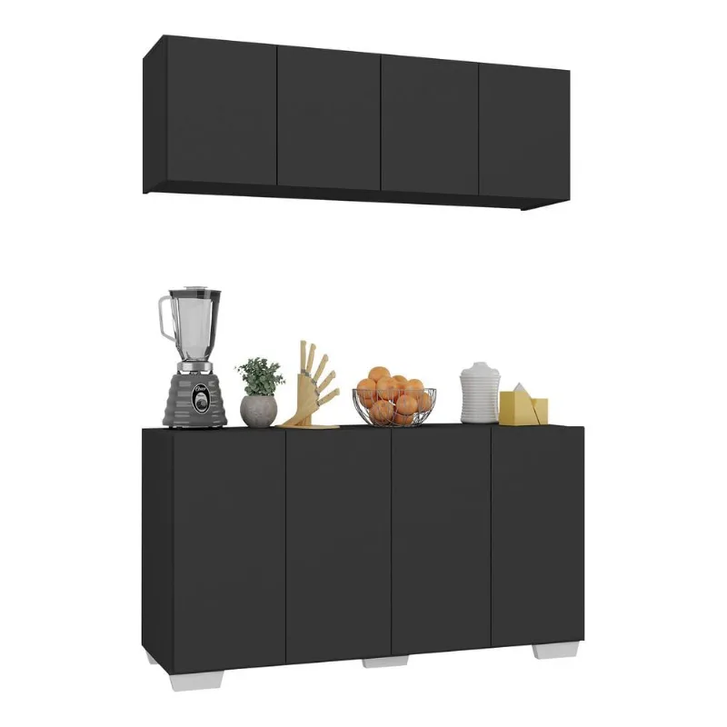 Kit Armário de Cozinha Aéreo e Balcão 4 Portas Multimóveis MP2171