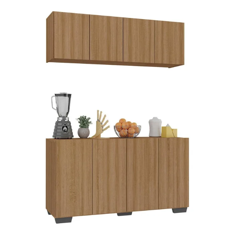 Kit Armário de Cozinha Aéreo e Balcão 4 Portas Multimóveis MP2171