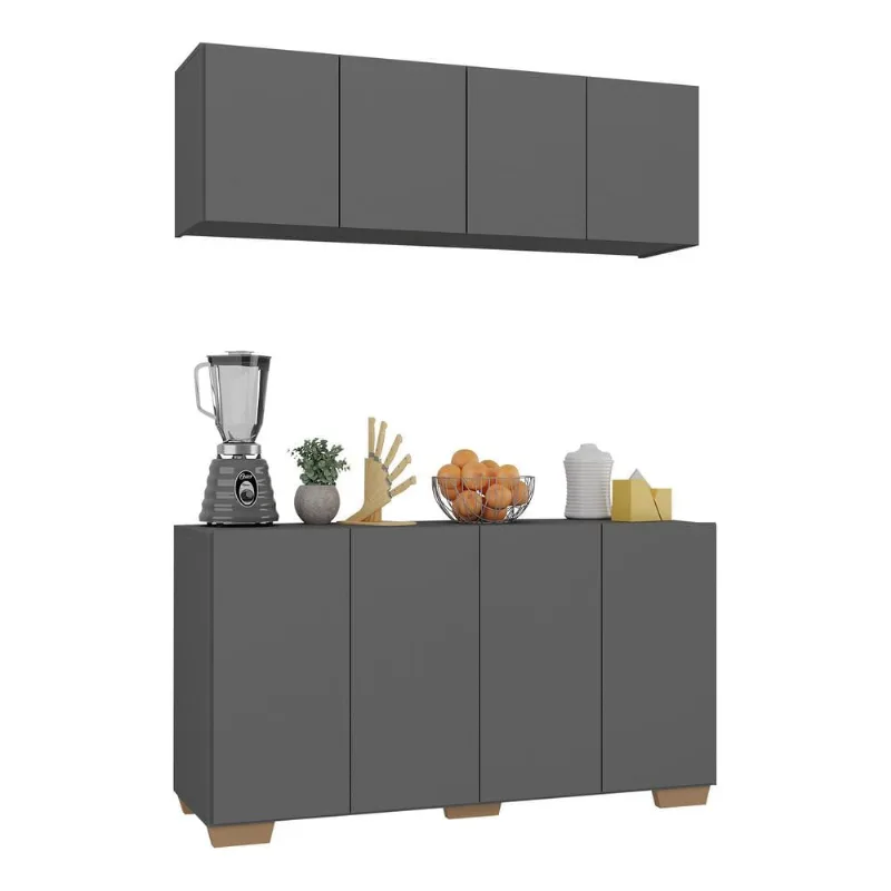 Kit Armário de Cozinha Aéreo e Balcão 4 Portas Multimóveis MP2171