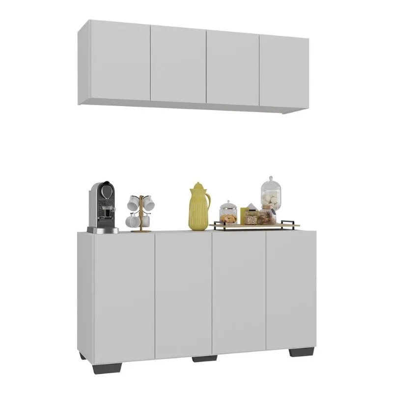Conjunto Cantinho do Café Armário e Aparador 4 portas Multimóveis MP1085