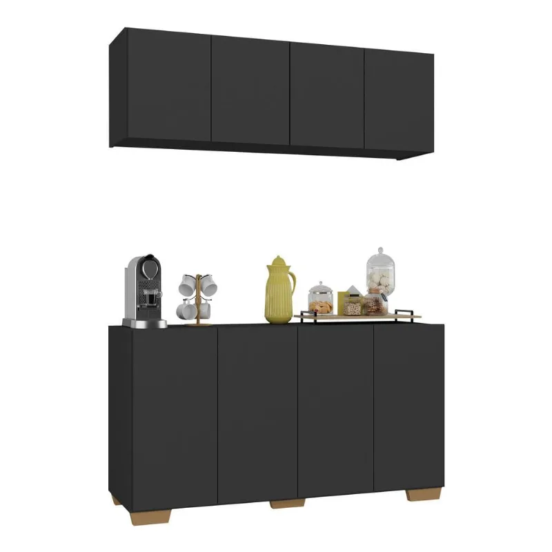 Conjunto Cantinho do Café Armário e Aparador 4 portas Multimóveis MP1085