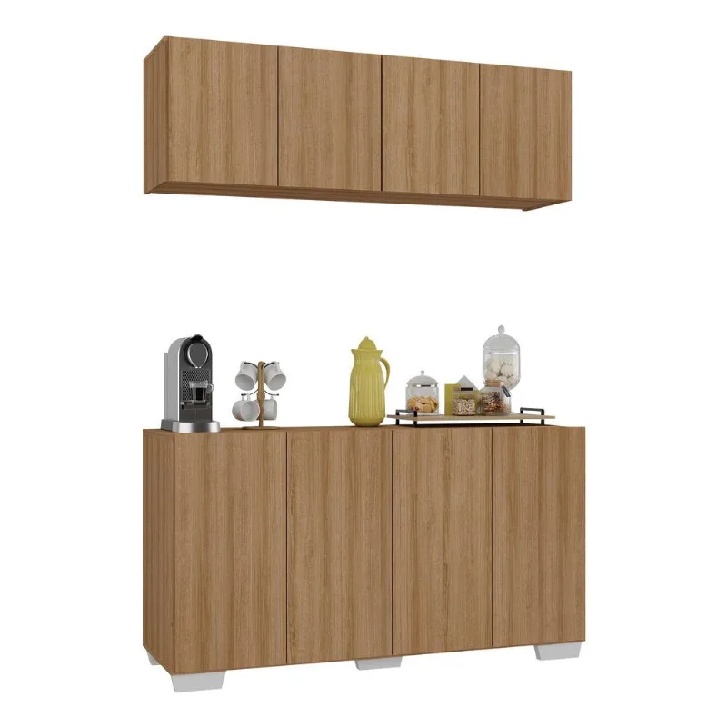 Conjunto Cantinho do Café Armário e Aparador 4 portas Multimóveis MP1085 - Multimóveis