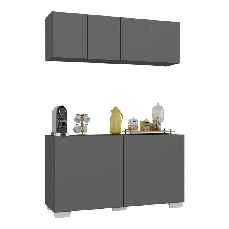 Conjunto Cantinho do Café Armário e Aparador 4 portas Multimóveis MP1085