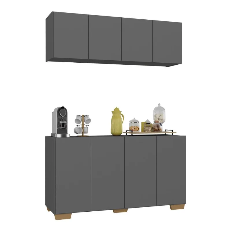 Conjunto Cantinho do Café Armário e Aparador 4 portas Multimóveis MP1085 - Multimóveis
