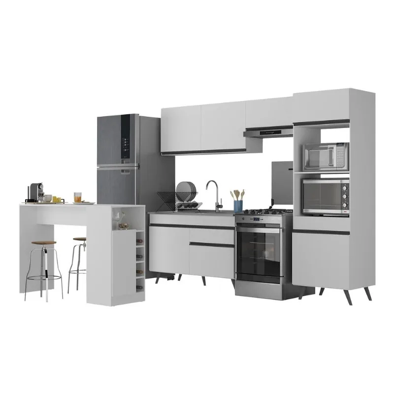 Armário de Cozinha com Bancada/Mesa Gourmet Veneza Multimóveis MP2174 - Multimóveis