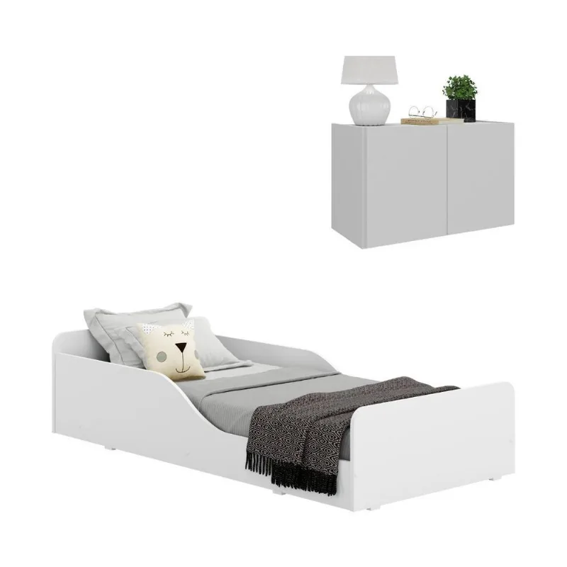 Minicama Montessoriana com Colchão Incluso e Mesa de Cabeceira 2 Portas Multimóveis MP4192 - Multimóveis