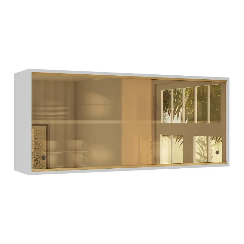 Armário de Cozinha Aéreo 105cm 2 Portas de Correr em Vidro Siena Multimóveis MP2191 - Multimóveis