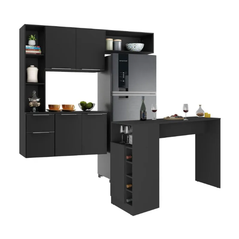 Armário de Cozinha com Mesa Gourmet Sofia Multimóveis MP2197