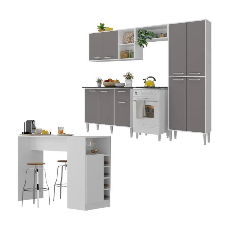 Armário de Cozinha com Bancada Americana Xangai Multimóveis MP2203 - Multimóveis