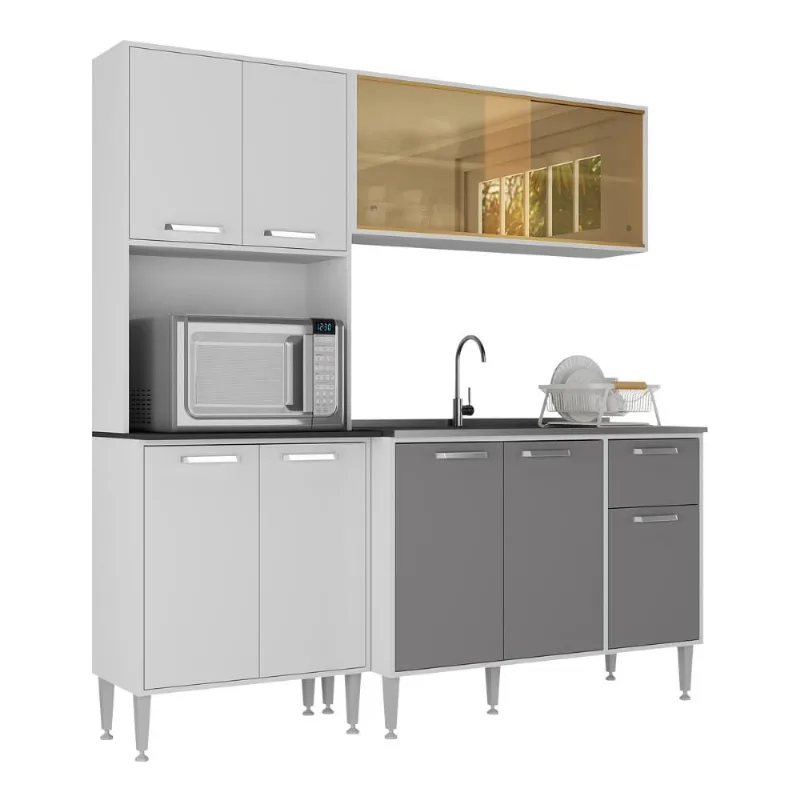 Armário de Cozinha Compacta com Balcão para Pia Siena Multimóveis MP2217