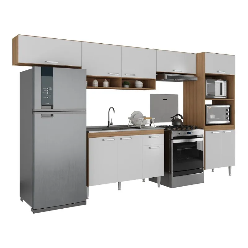 Armário de Cozinha Modulada com Balcão de Pia e Torre Quente Paris Multimóveis MP2224 - Multimóveis