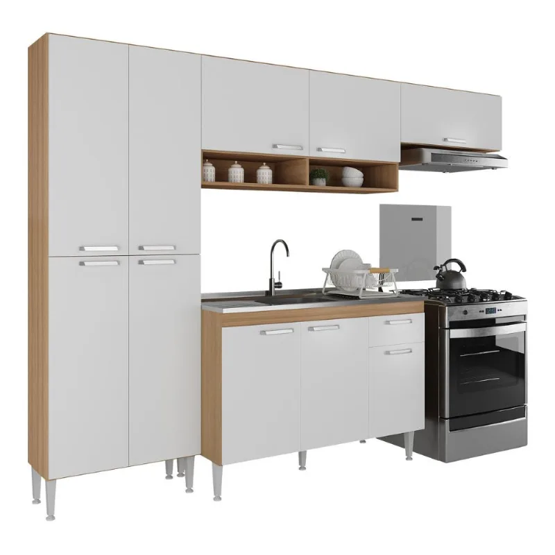 Armário de Cozinha Compacta com Armário e Balcão Paris Multimóveis MP2230 - Multimóveis