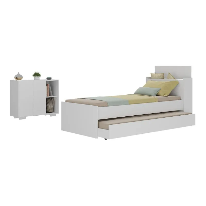 Conjunto Quarto Bicama com Colchão e Baú/Balcão 2 Portas Multimóveis MP4219 - Multimóveis