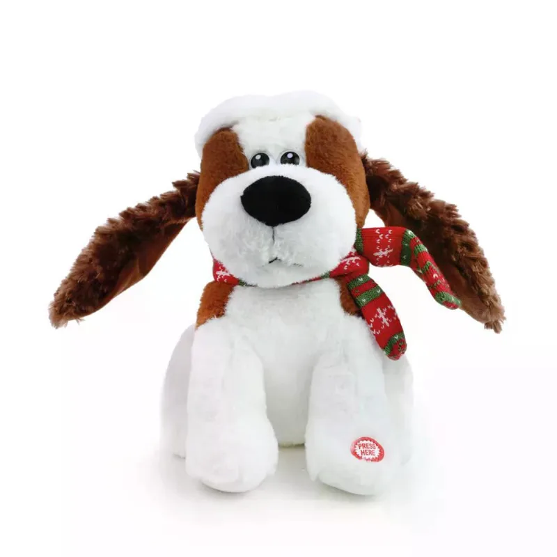 Cachorro natalino c/gorro, som E mov mrr/vrm/bco 3AA