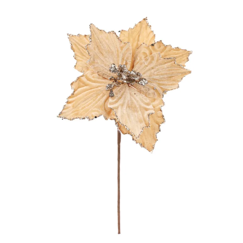 Flor Poinsetia Ouro 19cm