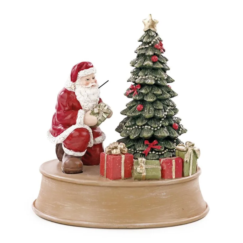 Noel decorativo c/arvore E presentes em resina 17,5CM